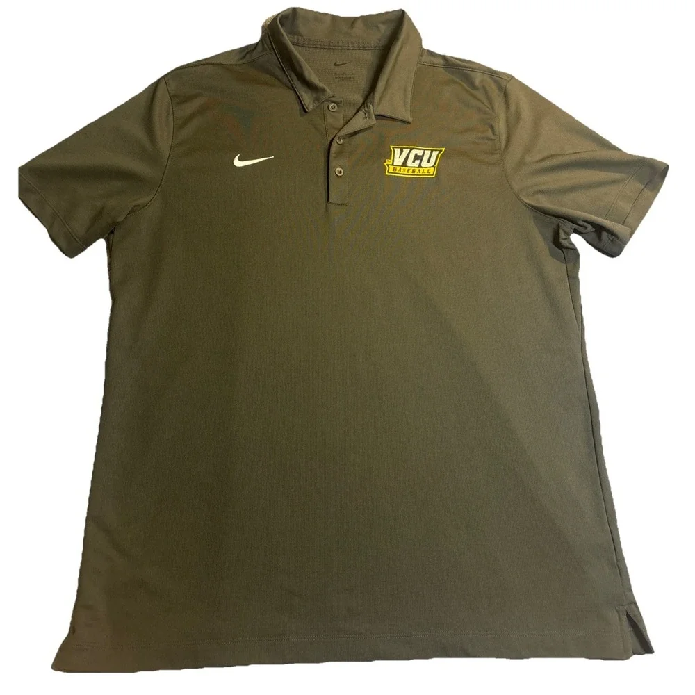 Nike Men's Short Sleeve Polo Shirt VCU Baseball Logo Black Size XL
